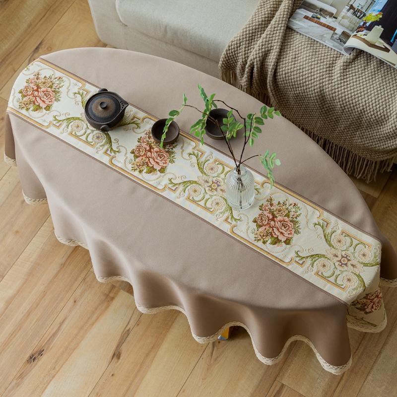 Oval Tea Table American Fresh Small Broken Flower Tablecloth Cotton Linen New Year's Tablecloth Coffee Table for Living Room