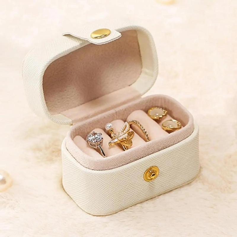 1PC Mini Portable Jewelry Box – PU Leather Ring & Earring Storage! Compact Ornament Case for On-the-Go