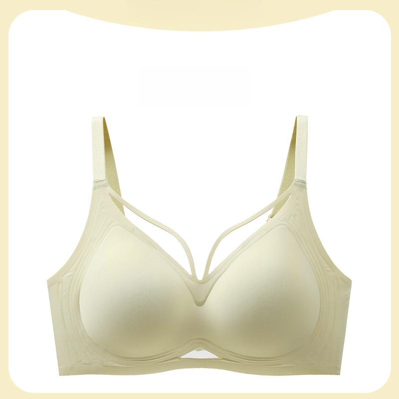 Nahtloser BH in großer Größe, dünnes Design ohne Bügel, gerafftes BH-Top, stützend, gegen Hängen, Push-up-BH