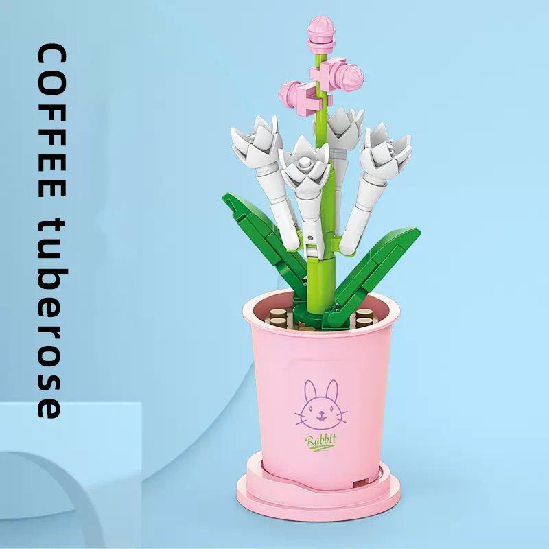 

Совместимые игрушки-пазлы, собранные строительные блоки, серия вечных цветов, Будда, поднимающий цветы, украшения