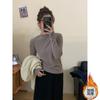 Small Stand Collar Cashmere Undercoat Women's Wear with Autumn and Winter White Long-sleeved T-shirt Slim Fit Plus Cashmere Frosted Solid Color Blouse