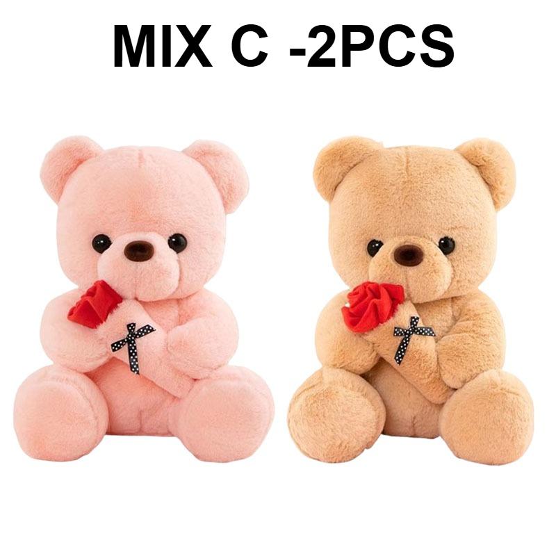 1/2/3PCS 25cm/9.84Inch Cute Rose Teddy Bear Plush Toy Small Stuffed Doll Soft Plushie for Girls Romantic Valentine Day Gift