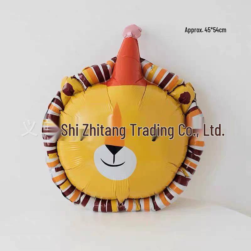 Animal Cartoon Birthday Hat Balloon - Cat & Lion Decoration for Children s Day, Classroom, Indoor Scene львиный