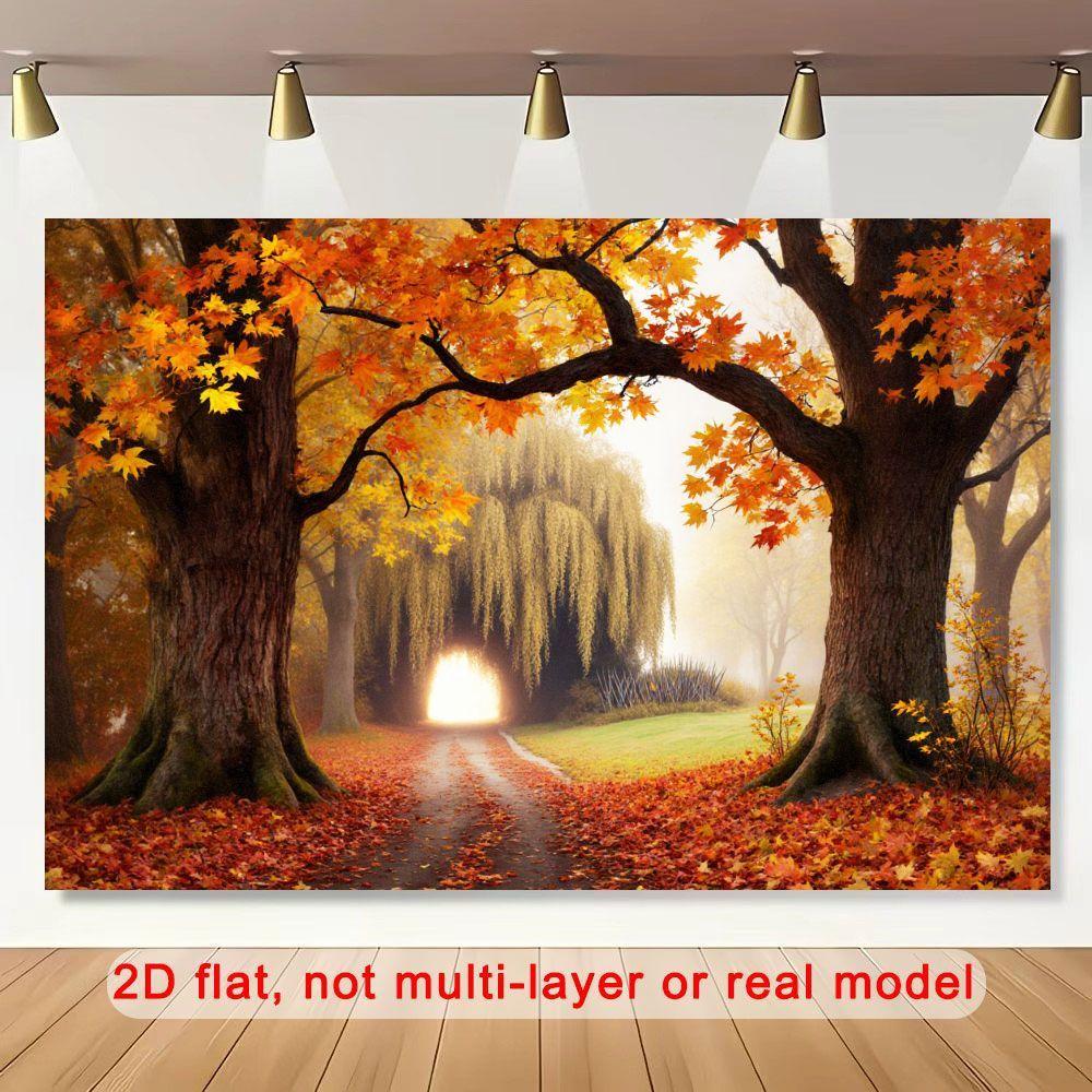 2D Flat Design 1-piece Autumn Tree Banner Suitable for Autumn Parties and Weddings