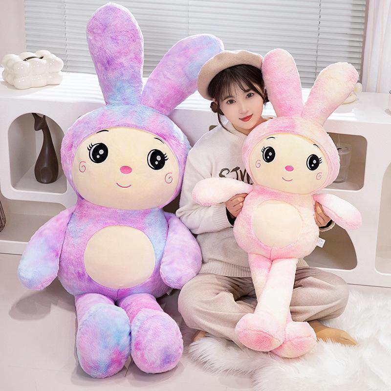 Bunte Langohr-Hasenpuppe Plüschtier Kleine weiße Hasenpuppe Kinderbegleitpuppe
