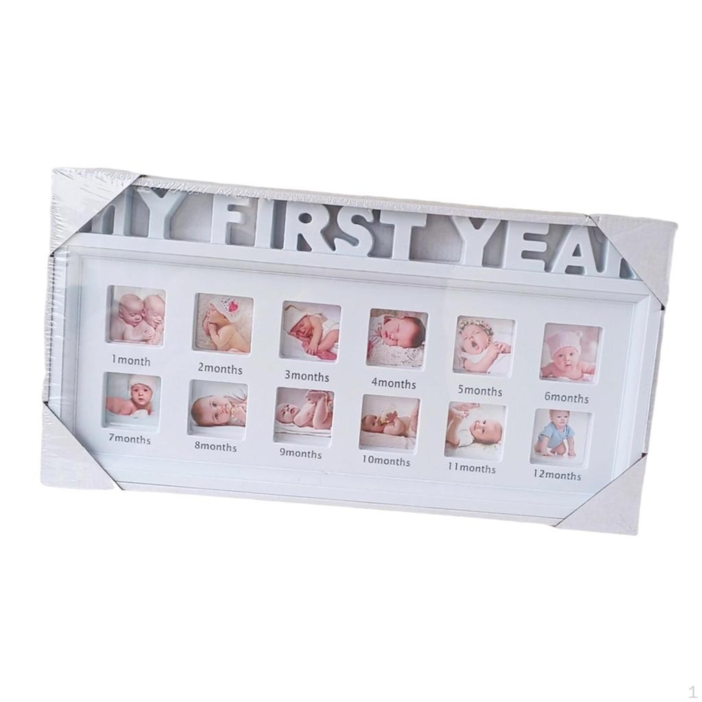 Babys First Year Picture Frame Milestone Photo Desktop Collage Album PVC Construction Suitable