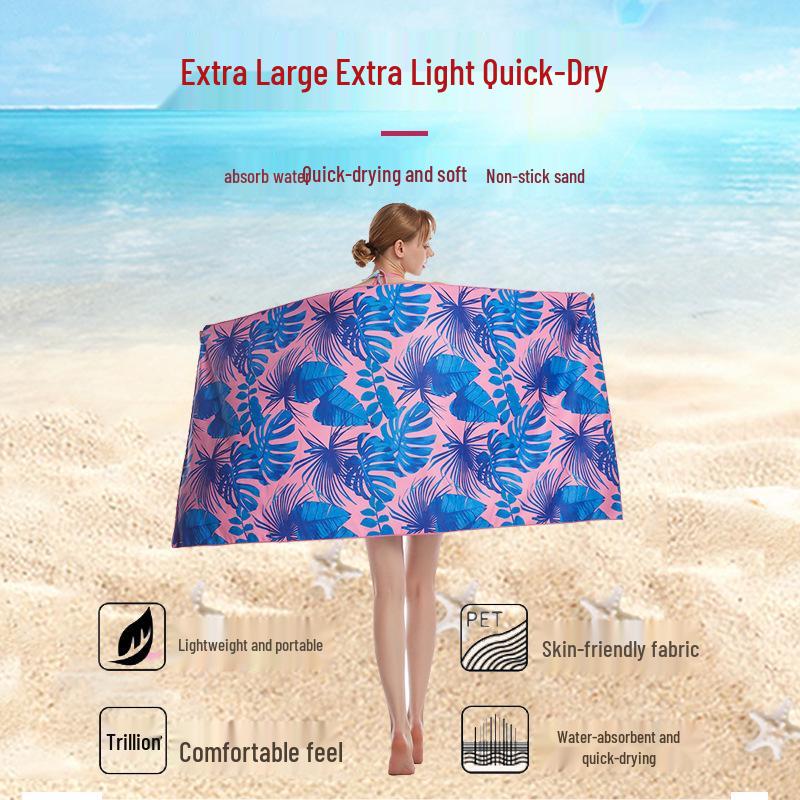 Quick-Dry Starfish & Shell Ultra-Fine Fiber Beach Towel with Double-Sided Fleece & Ocean Digital Print
