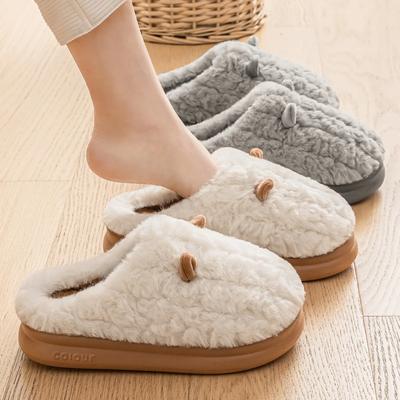 New Men House Slippers Comfort Furry Slides Women Platform Slipper Winter Warm Plush Flats Non Slip Indoor Cute Bedroom Shoes