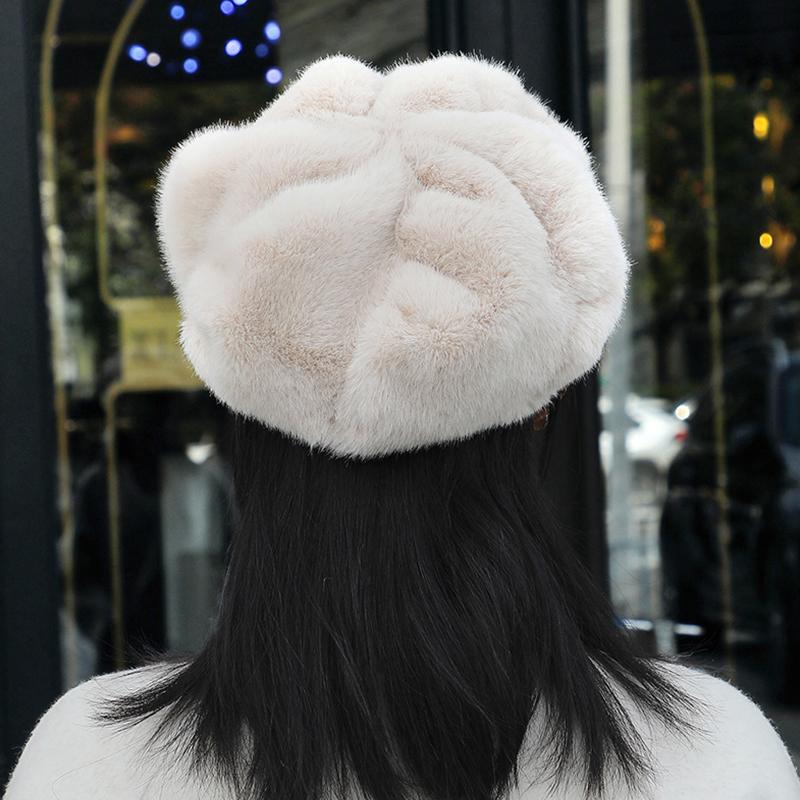 Winter Beret French Style Solid Color Design Versatile Wide Brim Hat Warmth Octagonal Hat Elegant One Size