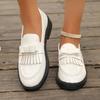 Mode Leder Quasten Penny Loafer Schuhe Damen Niedriger Absatz Slipper Britischer Stil Lederschuhe Lässiger Komfort