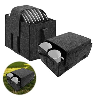2PCS Plate Cup Storage Box with Dividers Camping Dinnerware Organizer Camping Storage Bag for Camping Motorhome Caravan Kitchen