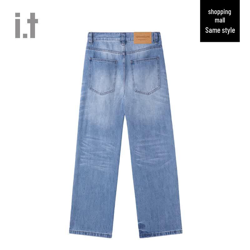 CHOCOOLATEi.t American Retro Ripped Loose Straight Leg Unisex Jeans