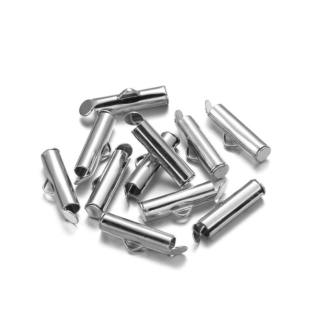 Sliding Buckle Earring Tassel Connector Tube Clip, 10-40mm Single Groove Slide Rail Tube