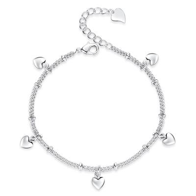 Silver Plated Hand Jewelry Creative Bracelet Women's Fashion Heart-to-Heart Rhinestone Heart-Shaped Hand