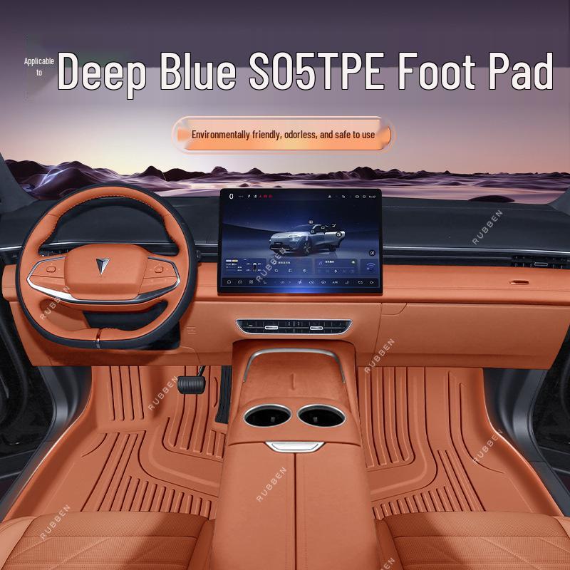 Deep Blue S05 Car Floor Mats: TPE Full Surround, Fits 26 Models, Customizable Car Accessories.