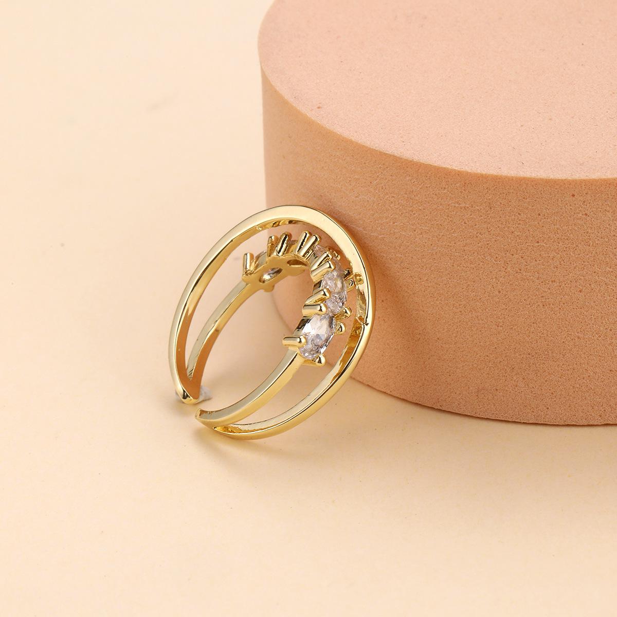 

Gold Sliver Color Inlaid Diamond Cuff Rings For Women Layered Rhinestone Crsytal Openable Finger Acccessory