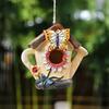 Garden Bird House Spacious Hole Hand-Painted Birdhouse Resin Waterproof Outdoor Hanging Birdhouse Sunproof for Bluebird Hummingbird Finch Cardinals