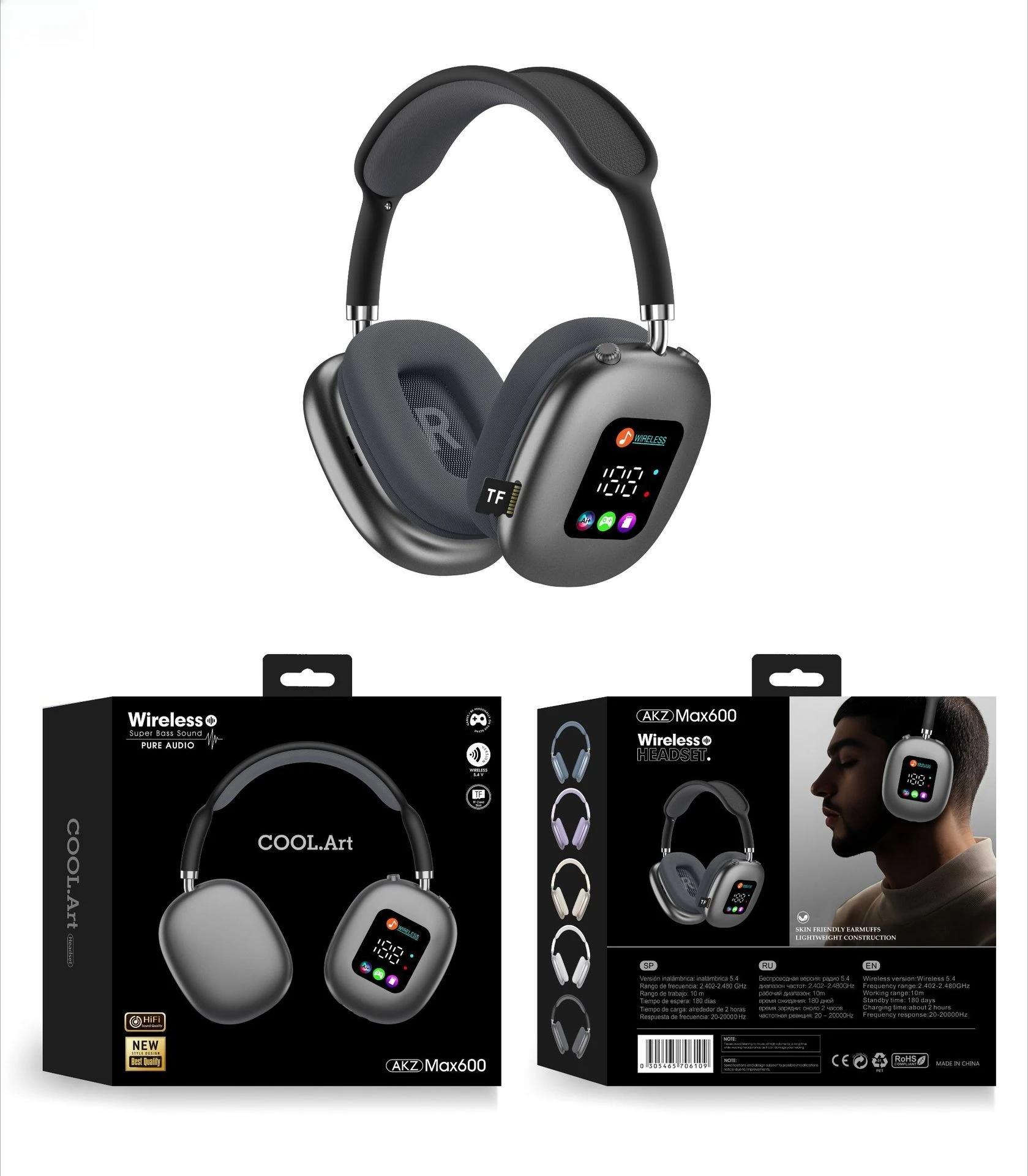 

AKZ MAX600 wireless hanging ear Bluetooth earphones with display screen and card reading function,for sports,gaming,make a call