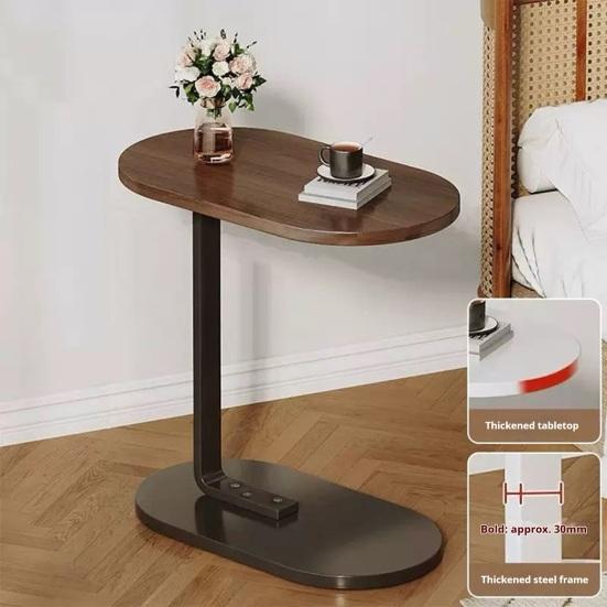Mesa Lateral em Forma de C Sala de Estar Quarto Canto do Escritório Estrutura de Metal Mesa de Centro Mesa de Cabeceira Moderna Mesa Lateral Oval para Sofá Sofá Espaço Pequeno