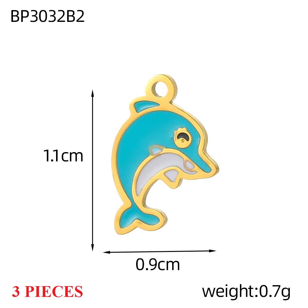 3PCS/LOT CARLIDANA Enamel Turtle Rabbit Bear Charms, Colored Stainless Steel Pendants for Women DIY Necklace Jewelry