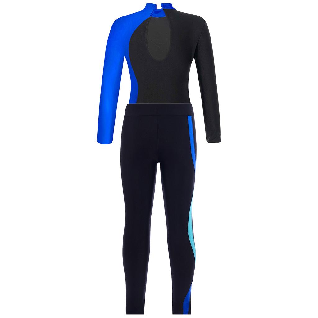 Dětský bruslařský outfit Dlouhý rukáv Lesklé kamínky Detaily klíčové dírky a Strečové pasové kalhoty