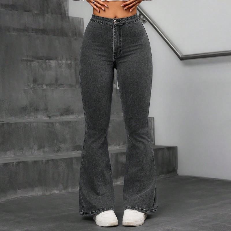 High Waist Stretchy Flared Jeans Women - Ultra Comfortable Wide Leg Denim Pants With Rise Fit