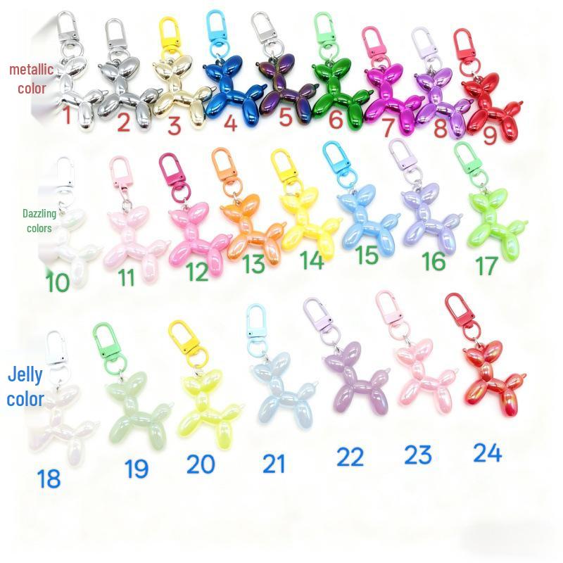 Color-Plated Balloon Dog Acrylic Keychain Pendant