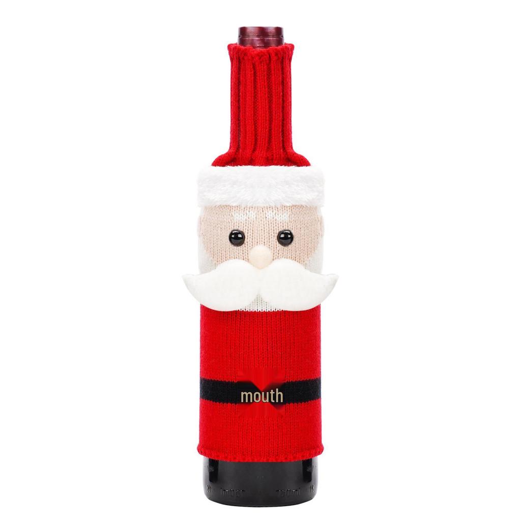 Knitted Santa & Snowman Wine Bottle Covers - Christmas Party Decor