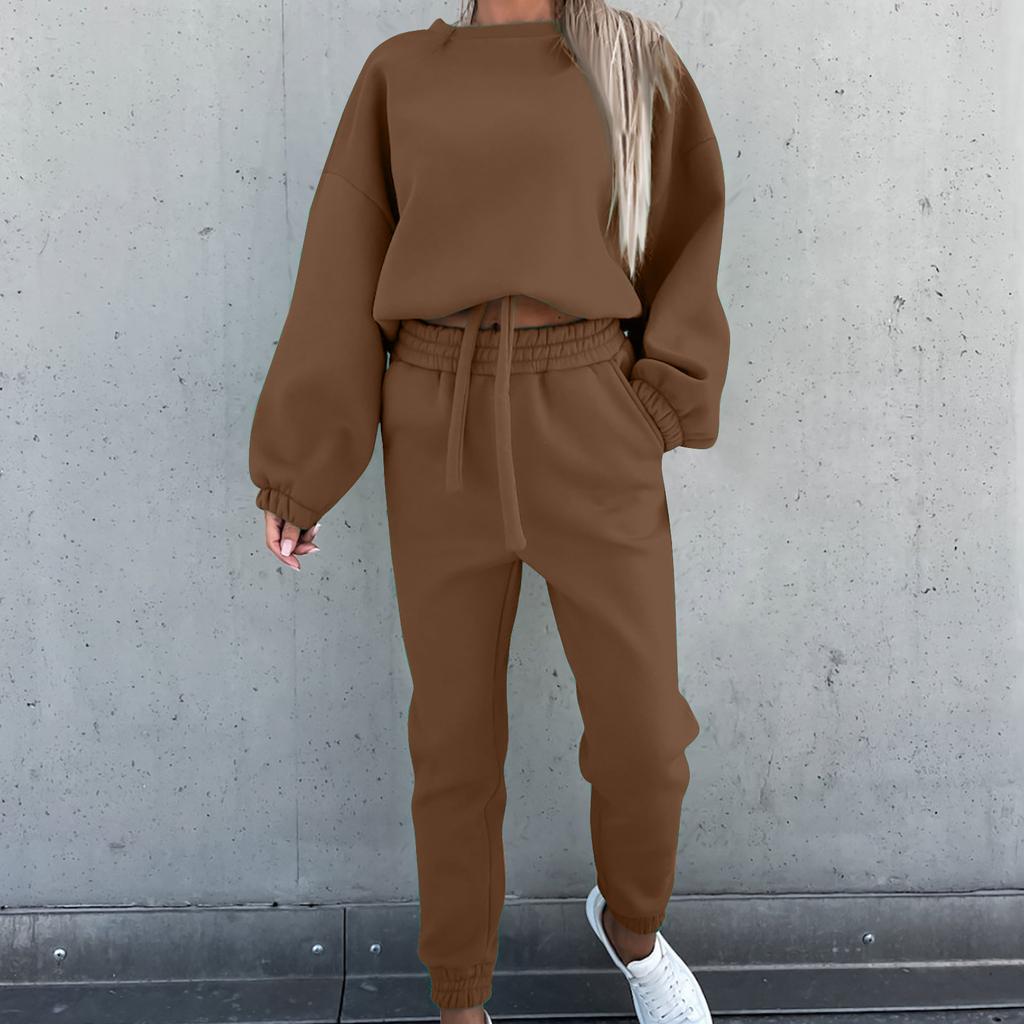 Women's Casual Sports Suit  And Winter Fashion Loose Long-Sleeved Sweater Two-Piece