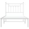 Vidaxl Metal Bed Frame with Headboard, White, 80X200 Cm