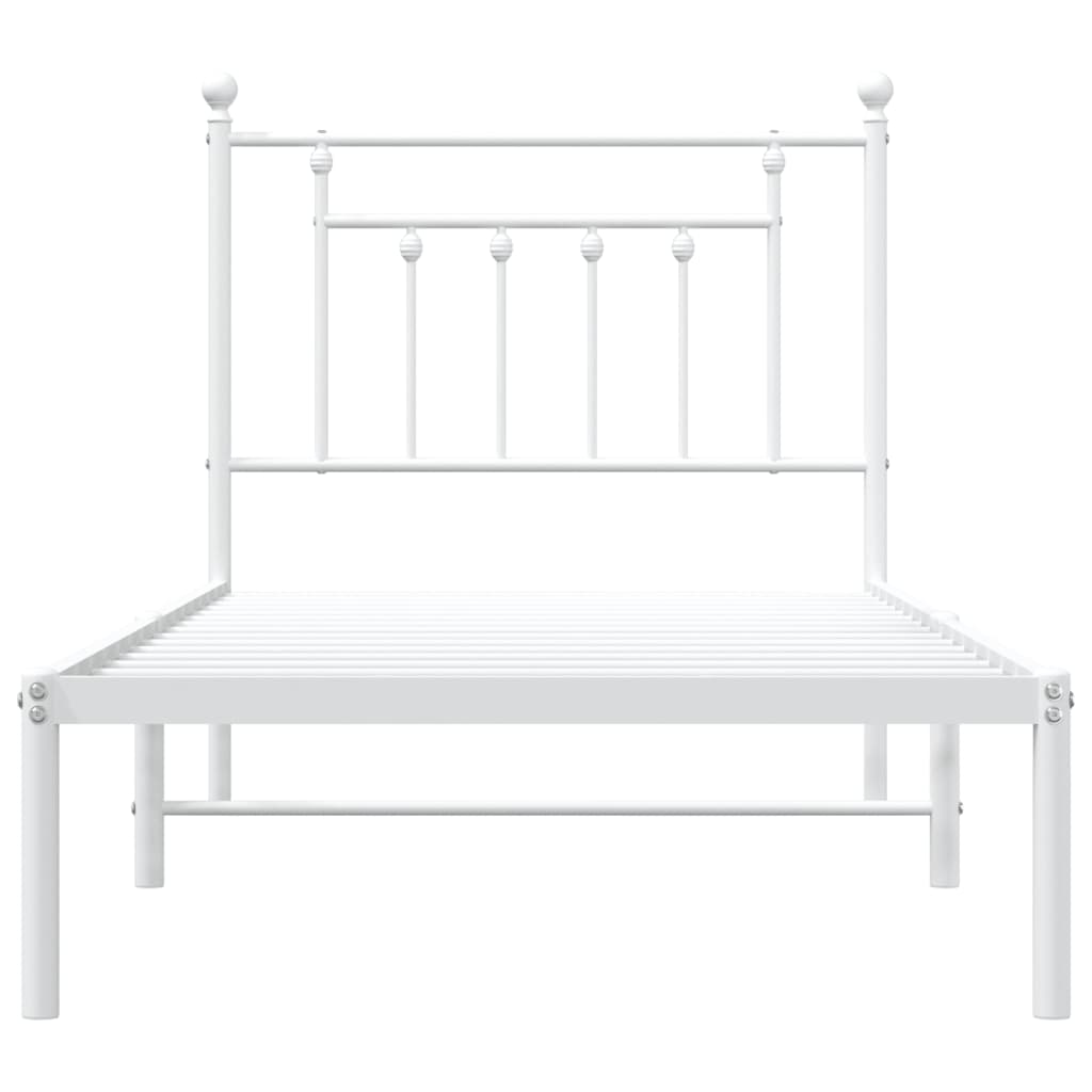 Vidaxl Metal Bed Frame with Headboard, White, 80X200 Cm
