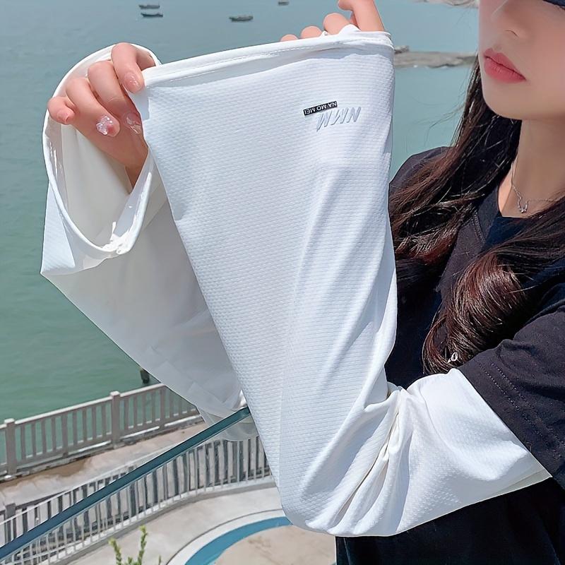 1 Pair Women's Long Loose-Fit Gloves - Breathable, Lightweight Summer Arm Sleeves in Solid Color, Polyester, Non-Stretch, Casual Style