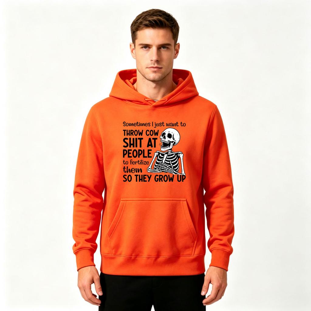 Men's Funny Sarcastic Skeleton Print Pullover Hoodie Casual Long Sleeve Hooded Sweatshirt