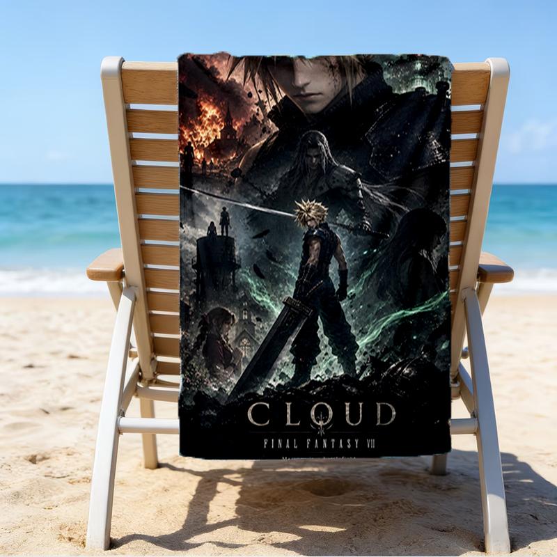 Cloud's Fantasy Journey Game Beach Towel - Soft, Absorbent Microfiber, Lightweight, Ideal for The Beach, Parties, Travel, Camping fan gifts