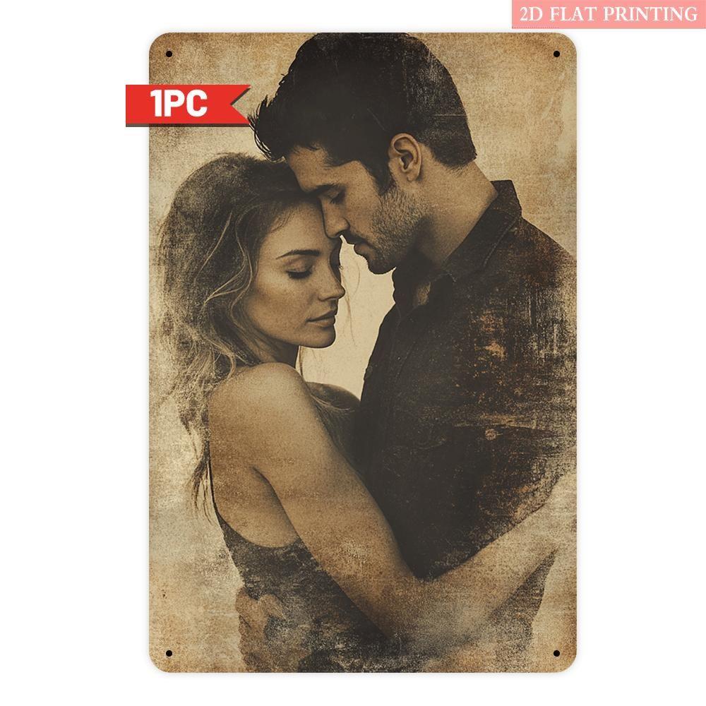 

Vintage Valentine s Day Metal Decorative Painting Gift for Couples Bedroom Living Room Cafe