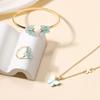 New Accessories Versatile Alloy Butterfly Ring Bracelet Bracelet Necklace Three-piece Set Complex Color Set Women