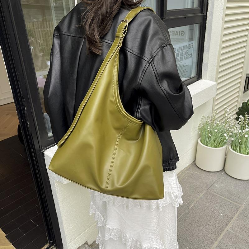 New Trendy Casual Soft PU Women's Handbags Solid Color Large Capacity Female Shoulder Bag Retro Tote Bag for Commute Shopping