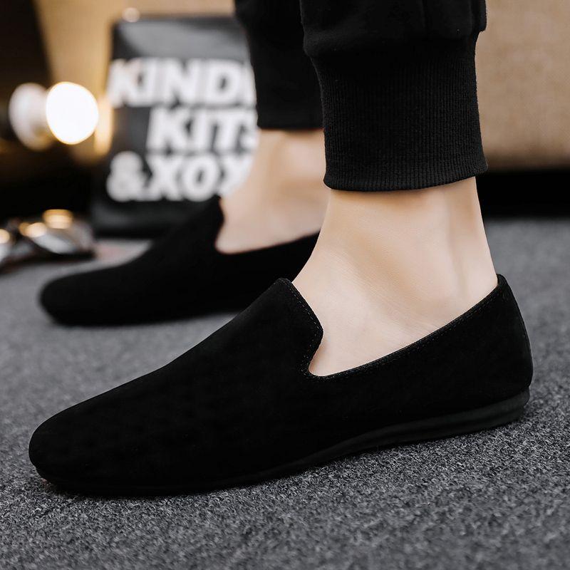 Spring New Bean Shoes Men's Fashion Soft Soled British Trendy Men's Korean Casual Leather Shoes Lazy Men's Shoes