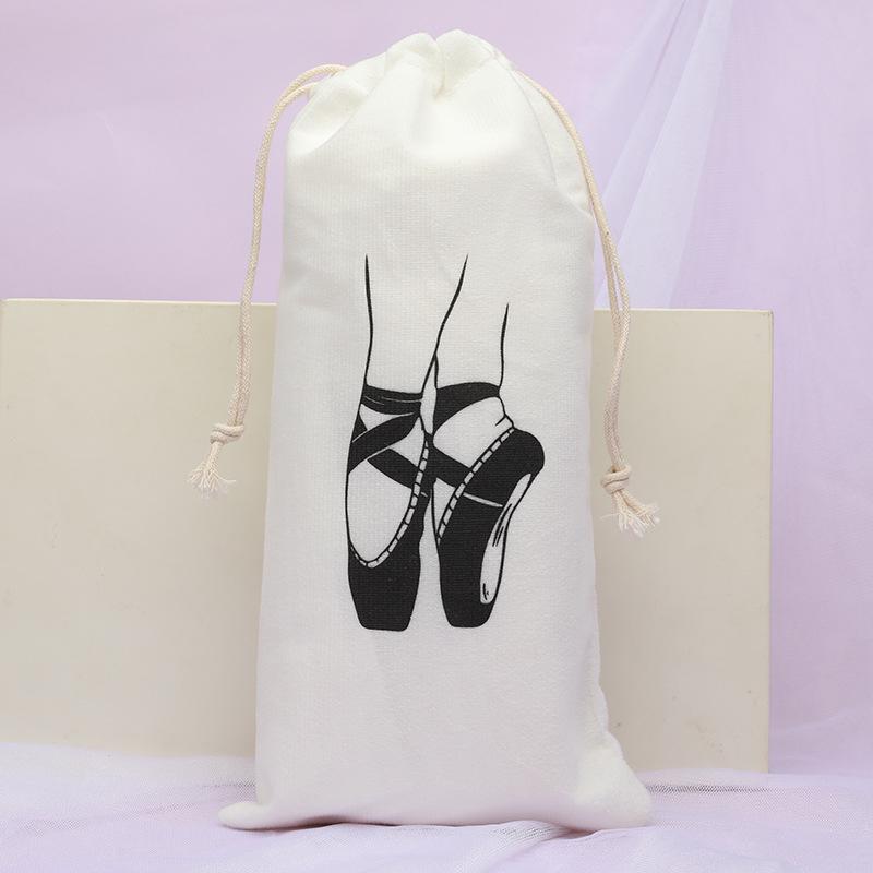 **Dance Shoe Drawstring Velvet Bag with Custom Silk Screen Logo, 13x27**