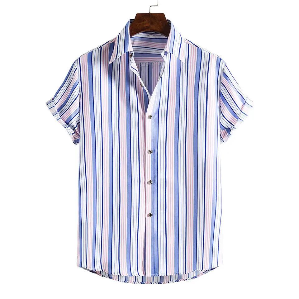 Camicia Casual da Uomo a Maniche Corte a Righe Primavera 2025