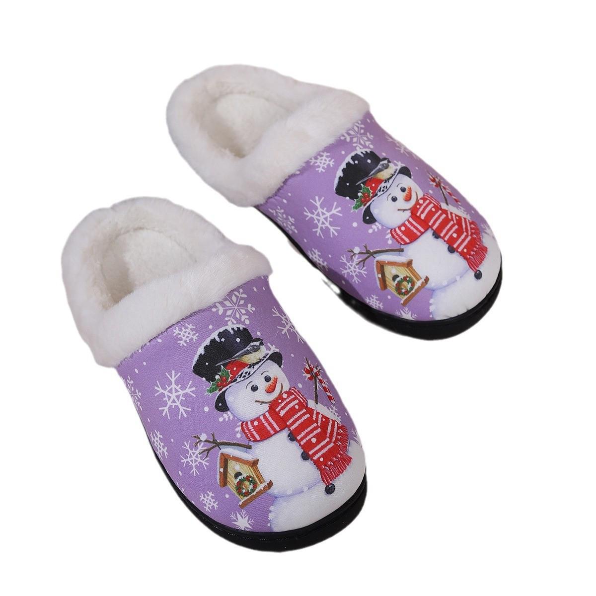 

Winter Snowman Cartoon Cotton Slippers: Warm Plush Indoor Shoes for Couples 42-43 (usually 40-41) фіолетовий