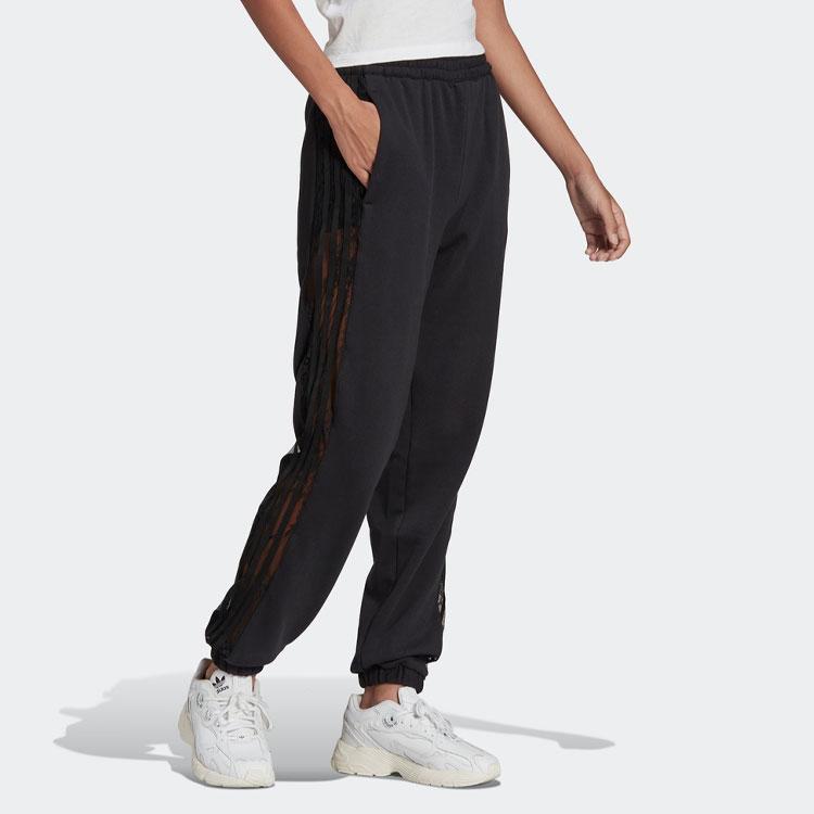 Adidas Originals Retro Sport Striped Casual Cuffed Sweatpants Knitted Joggers Women Bottoms Black HC4573
