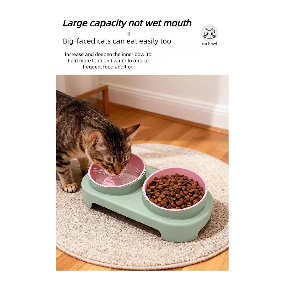 Adjustable Height Pet Double Bowl Feeder for Dogs & Cats Raised Food Water Bowl Set Ergonomic Neck Protection Feeding Supply