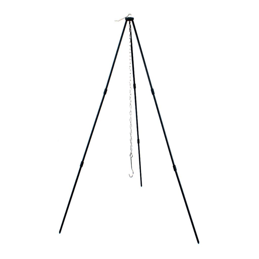 Cooking Tripod Foldable Campfire Tripod with Chain and Carrying Bag Aluminum Alloy for Outdoor Cooking Black