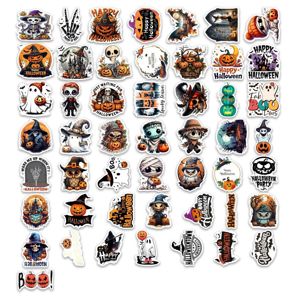 50 Halloween Horror Graffiti Stickers for DIY Decoration - Perfect for Phone Cases, Suitcases, Water Cups, and Desktops.
