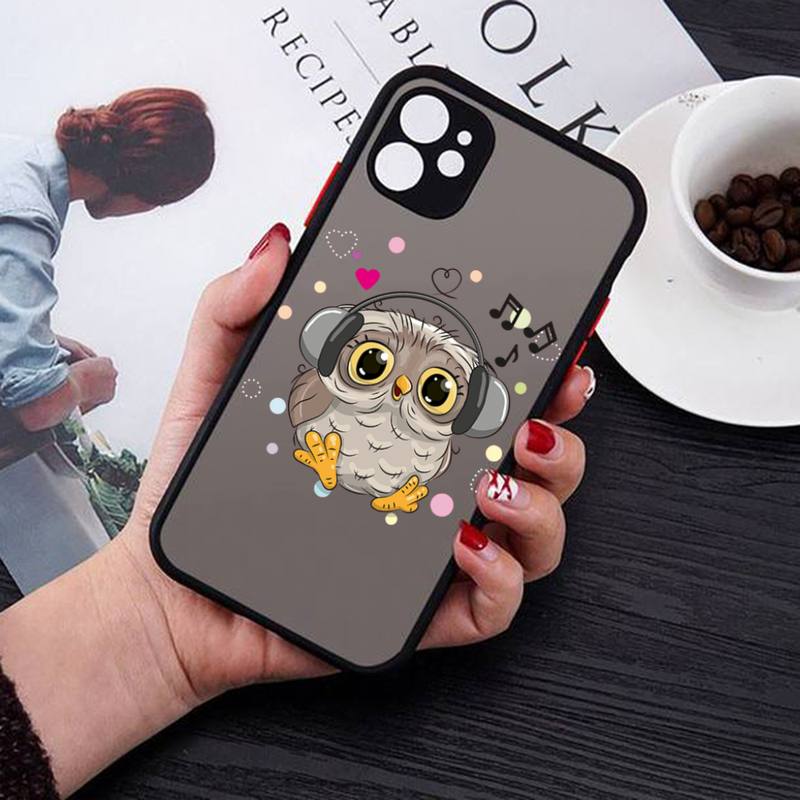 Cute Owl Phone Case for iPhone X XR XS 7 8 Plus 11 12 13 Pro MAX 13mini Translucent Matte Case