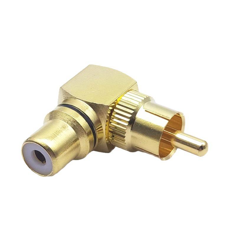 Copper Gold-Plated 90° RCA L-Shaped Male To Female Adapter