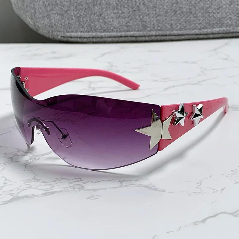 New Women's Fashion Y2K Sunglasses Star Decorative Large Frame Sun Glasses Outdoor Sports Cycling Eyewear UV400