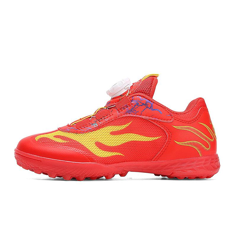 New rotary buckle children's mesh football shoes broken nails boys and girls lace-up free sports shoes spot straight hair
