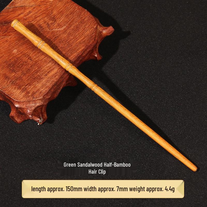 High-End Natural Ebony Wood Hairpin - Extended Chinese Ancient Style Black Hair Bun Accessory